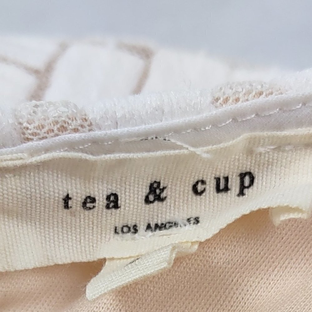Tea & Cup Cream Bodycon Fitted & Lined Cotton Mini Dress. Size Small - Picture 10 of 13